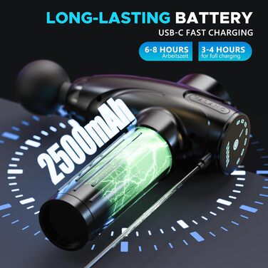 Масажер для м'язів: пістолет для масажу з 10 насадками, 30 швидкостей, для спорту та реабілітації