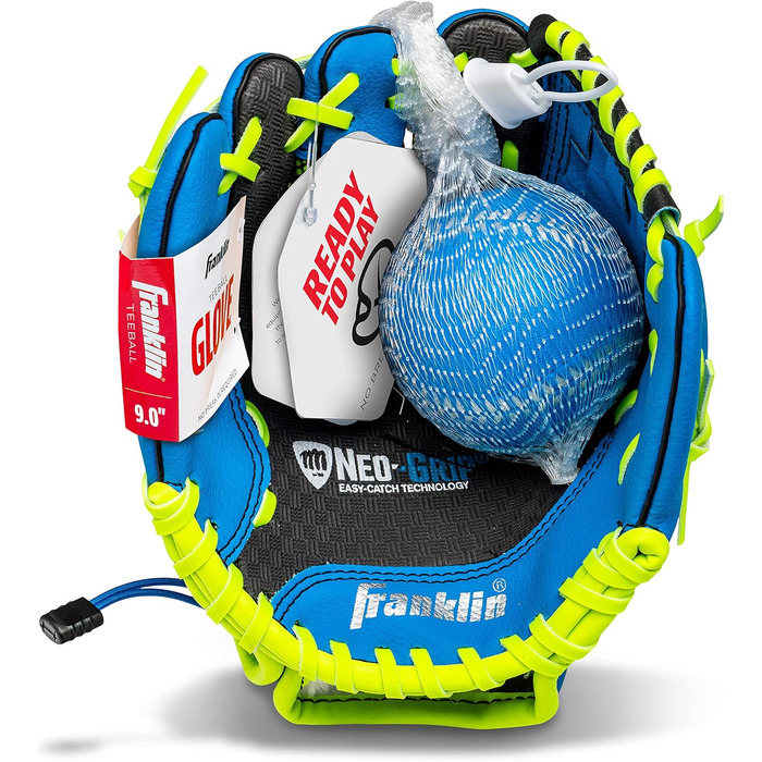 Рукавиця для бейсболу Franklin Sports Teeball (універсальна, 22.9 см) - Синє штучне шкіра, для юніорів