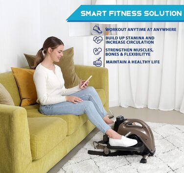 Еліптичний степпер Exerpeutic 900E Exerwork для тренувань за робочим столом, з висувним гачком для стільця, Bluetooth та безкоштовним додатком