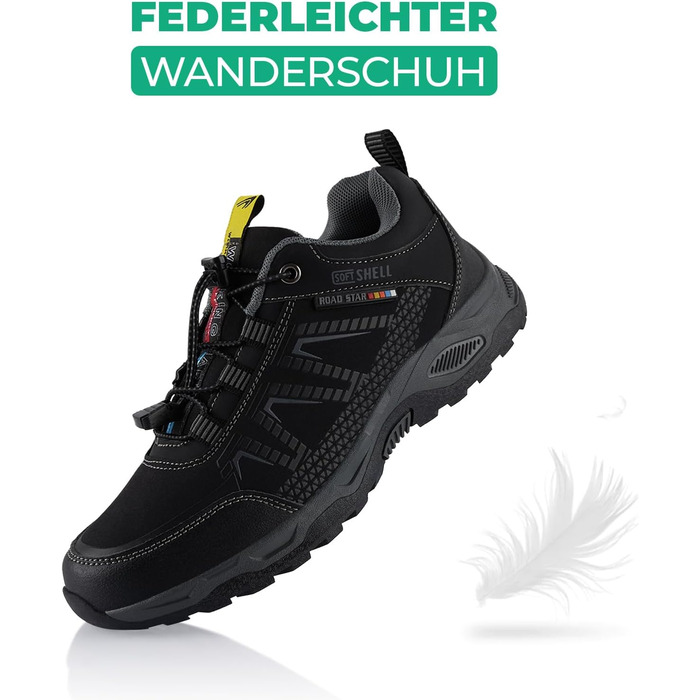 Черевики для трекінгу та трейлраннінгу Softshell для жінок та чоловіків, чорні (46 EU)