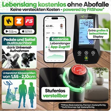 Магнітний велотренажер Tretmann для дому, витримує до 200 кг, з підтримкою APP та комфортним сидінням