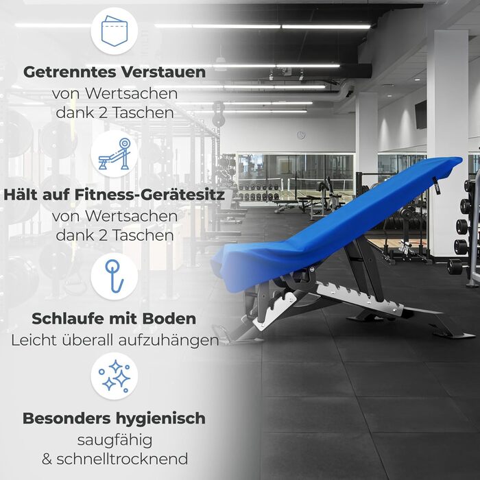 Рушник для фітнесу Zepphi: великий (120x50 см) + маленький (80x30 см) | Мікрофібра, кишеня на блискавці | Швидковисихаючий, для спортзалу та тренувань, блакитний