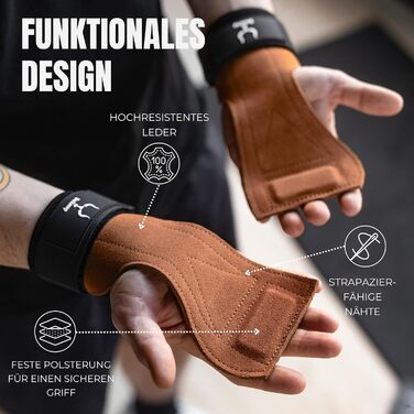 Навантажувальні петлі для тренувань Zughilfen: шкіряні ручки для кроссфіту, підйомники для тяги, захист зап'ястя, бодібілдинг