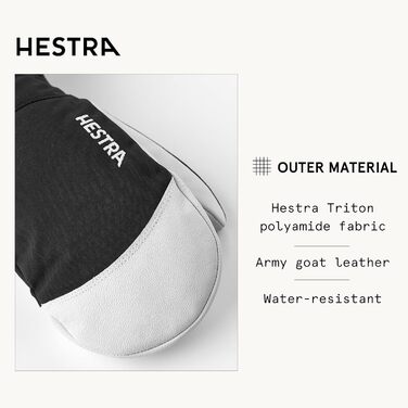 Лижні рукавички HESTRA Henrik Pro Model, шкіряні, короткі, хакі/білий, розмір 10