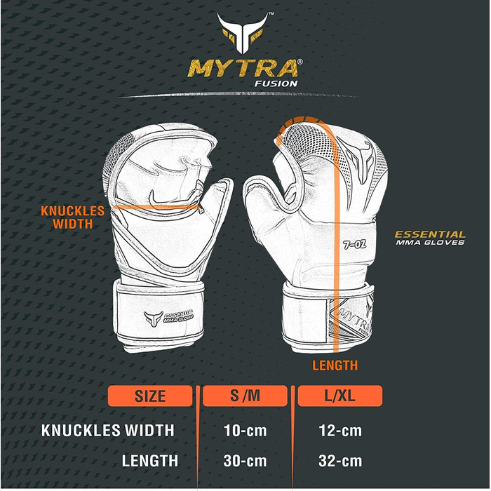 MMA рукавички Mytra Fusion з відкритою долонею і регульованою підтримкою зап'ястя для греплінгу, бойових мистецтв, спарингів та мішка