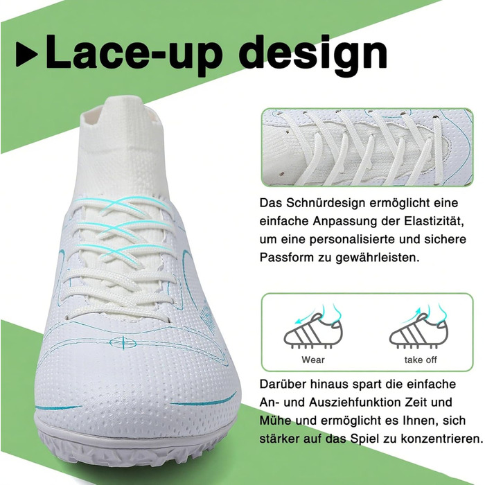 Футбольні черевики для чоловіків Madame Großer Junge, розмір 39 EU, білі, тип TF