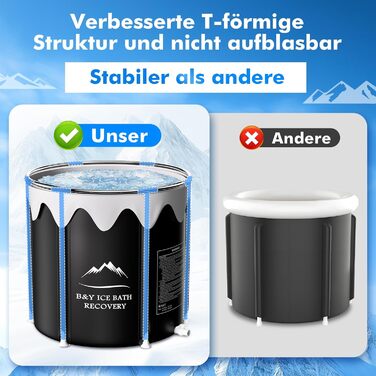 Ванна для криотерапії B&Y Eisbad Tonne, 85 см, 425 л, чорна, для спортсменів