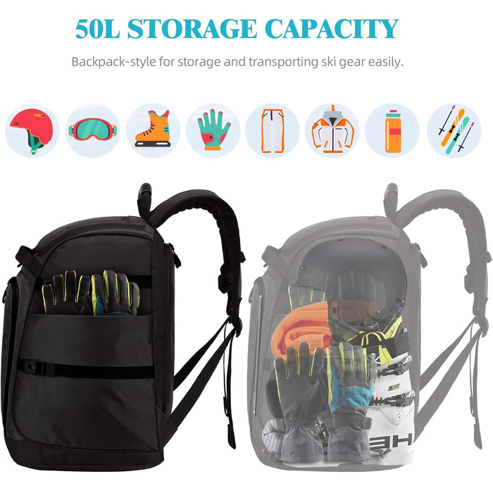 Чохол для лижних/сноубордистських черевиків TurnWay, універсальний, чорний