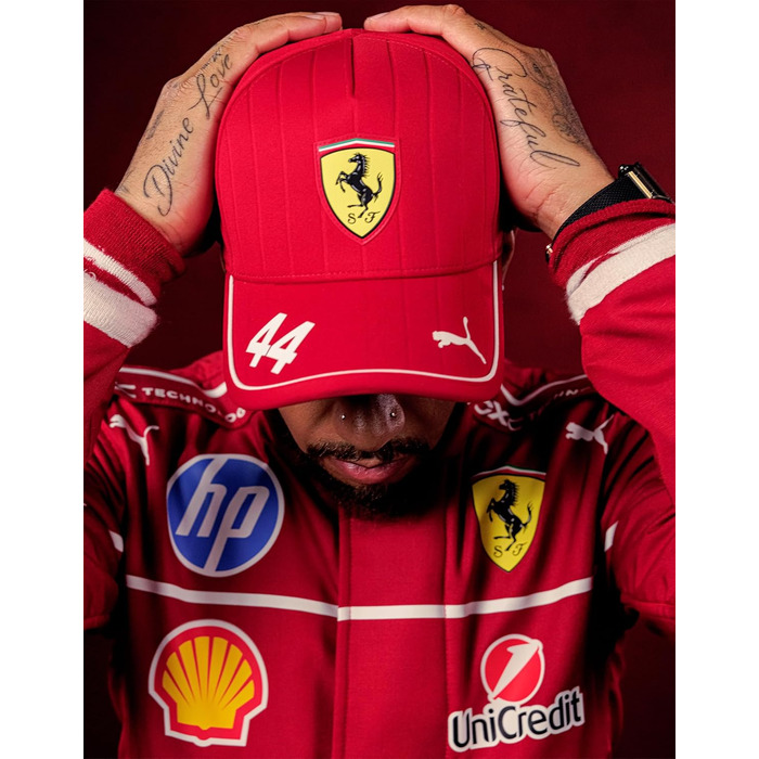 Кепка PUMA Scuderia Ferrari F1 2025 з автографом Льюїса Гамільтона, червона, універсальний розмір