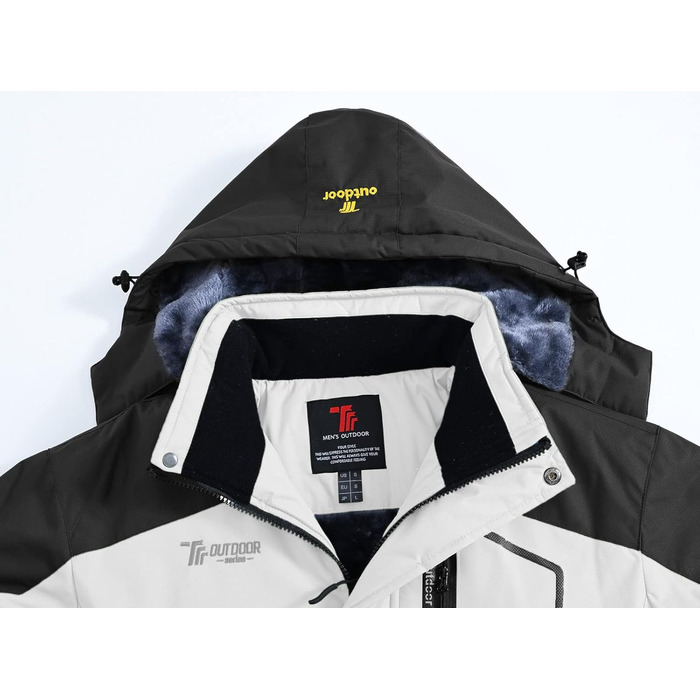 Чоловіча зимова куртка Jacken з флісовою підкладкою, водонепроникна, дихаюча, тепла, вітрозахисна Softshell з капюшоном (L, білий)