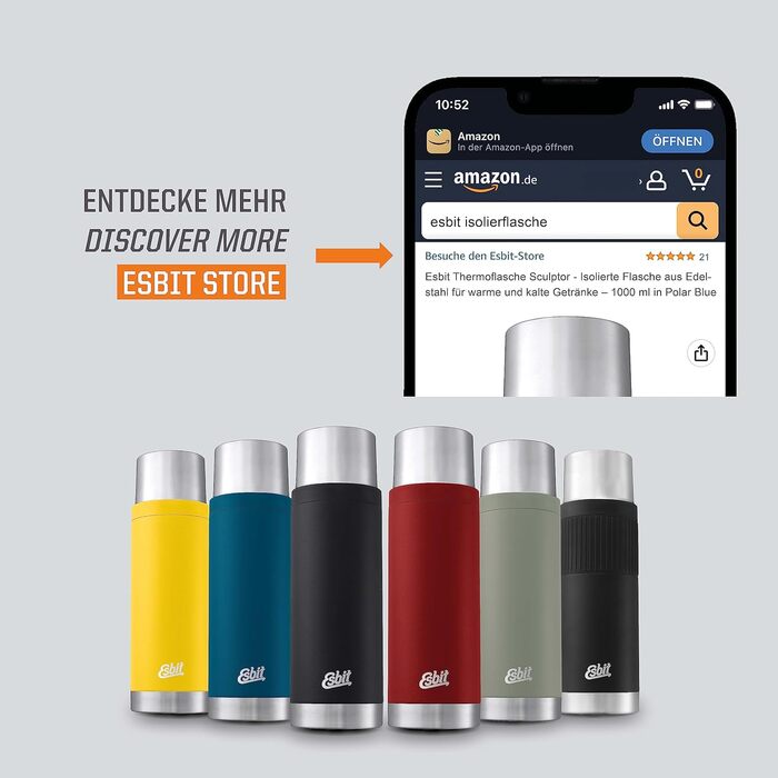 Термос Esbit Sculptor з нержавіючої сталі 1 л Polar Blue, для гарячих та холодних напоїв, без чохла