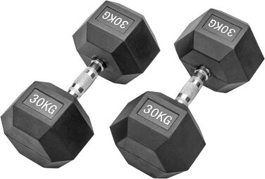 Гантелі Hexagon Studio 60 кг (2x30 кг), гумові, чорні