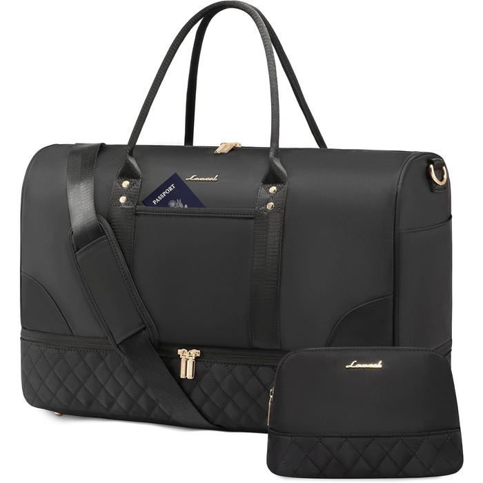 Сумка-мішок LOVEVOOK для жінок: дорожня/спортивна сумка-мішок з відділенням для взуття та мокрих речей, 2 шт. (40л, чорний)