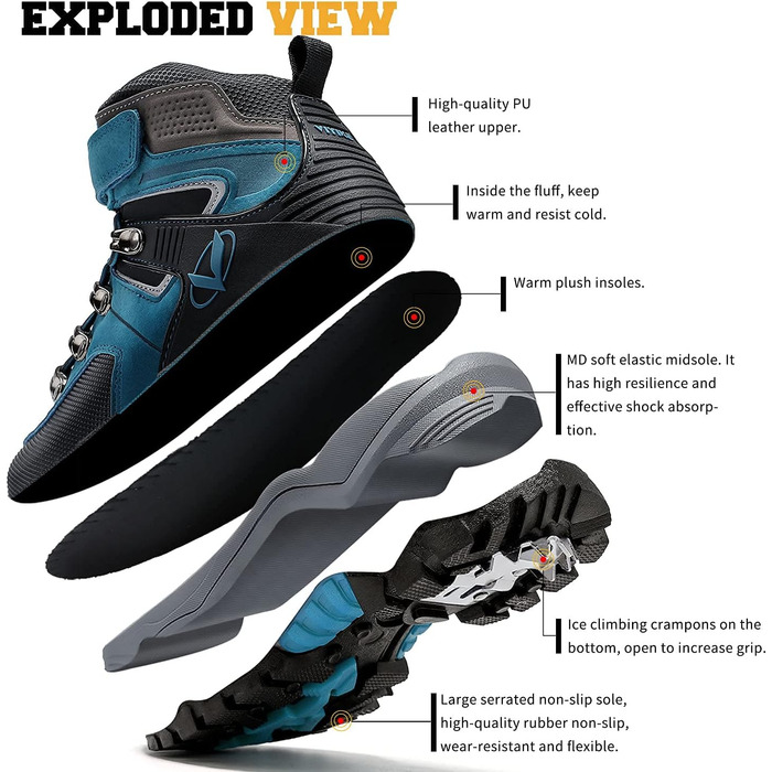 Дитячі зимові черевики Elaphurus: теплі, зручні, для прогулянок та трекінгу (36 EU, сапфір-блакитний)