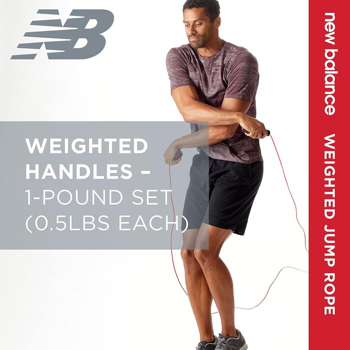 Скакалка New Balance з обтяженням 1 фунт для чоловіків та жінок, регульована довжина, для фітнесу та тренувань