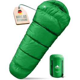 Сплячий мішок ONLYHIKE® Outdoor I [300GSM] - теплий, легкий (1700г) для весни, осені та зими [-5°C до 10°C] | Для кемпінгу, відпочинку на природі та подорожей | Розмір M-XL, Колір: Зелений