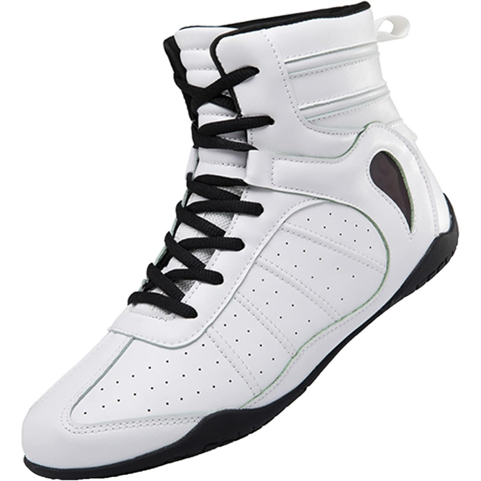 Жіночі боксерські черевики, хай-топ, тренувальні, для боротьби, шкіряні, білі. Ідеальні для фітнесу та занять боротьбою. Розмір 38 EU