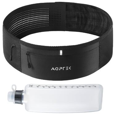 Пояс-сумка для бігу AGPTEK 2.0 з флягою 300 мл, водонепроникна, з кишенею на блискавці, гачком для ключів, світловідбиваючий, унісекс