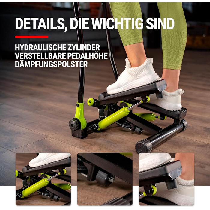 Степпер Hop-Sport HS-45S Slim Up-Down-Side для дому, тренажер для всього тіла, з комп'ютером, лаймовий