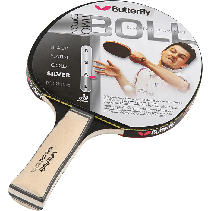 Настільна ракетка Butterfly Timo Boll Silver, ITTF, чорна-срібна