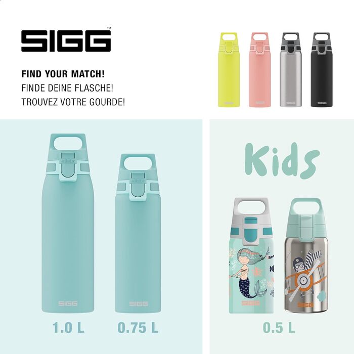 SIGG пляшка для напоїв з нержавіючої сталі 0,75 л, Shield ONE, легка, герметична, для газованих напоїв, BPA-free, Glacier