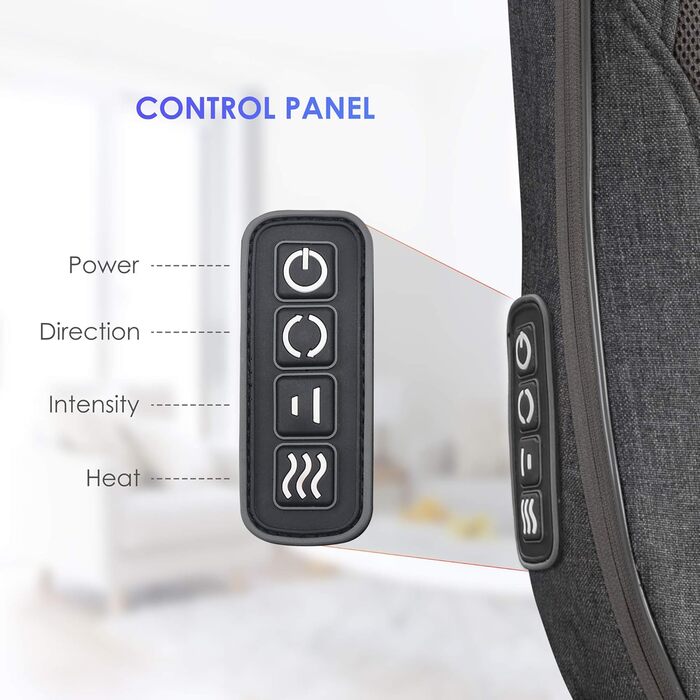 Масажна подушка COMFIER Shiatsu з підігрівом, портативний масажер для спини, стільця, офісу, подарунок для жінок і чоловіків, темно-сіра