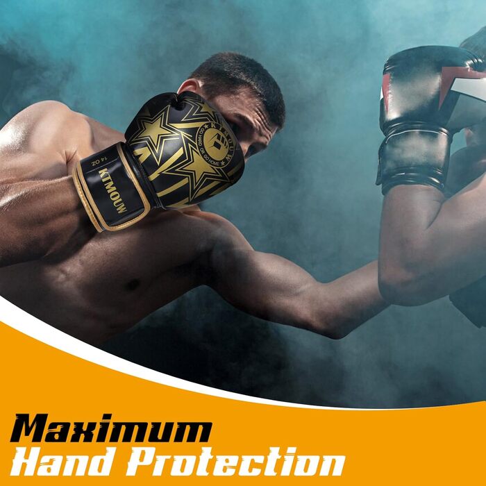Боксерські рукавички KTMOUW для Муай Тай, кікбоксингу, MMA, спарингів, чорні, для дорослих чоловіків і жінок