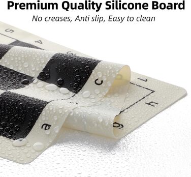 Набір шахів зі складною дошки з силікону, 50,8 см, фігури з вагою, висота короля 9,8 см, 2 додаткові королеви, складана дошка, портативний набір для подорожей та турнірів, з сумкою