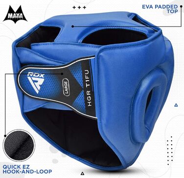Захисний шолом RDX для боксу з гратами, синій, Maya Hide шкіра, для MMA, кікбоксингу, тайського боксу, з захистом носа, універсальний для чоловіків і жінок