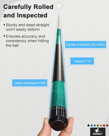 Набір київ для більяру CUEBAR (6 шт.) з 3D-рукояткою, 147,3 см. Підходить для чоловіків та жінок. Різні кольори (фіолетовий, червоний, зелений, блакитно-зелений, синій, чорний).