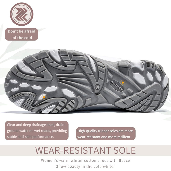 Зимові черевики VITIKE для жінок, теплі, з підкладкою, снігоступи, осінні, туристичні, зимові, 35 EU, білий, зелений