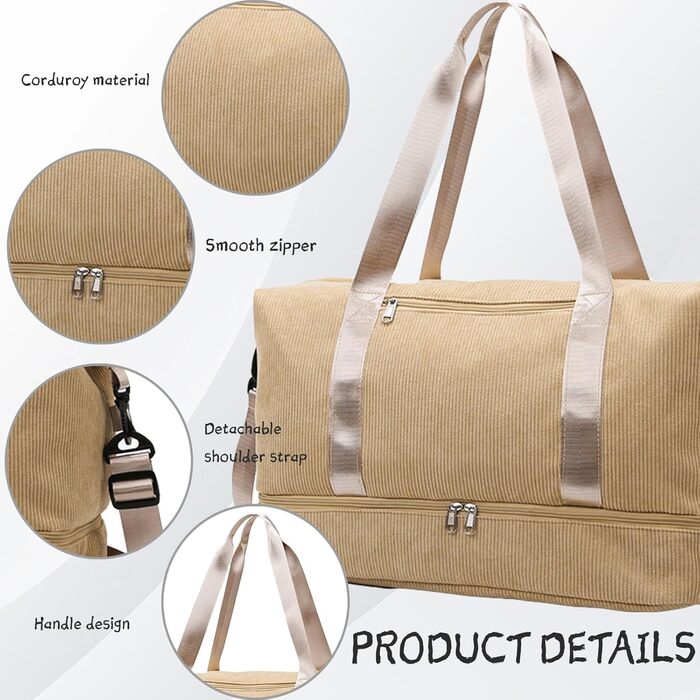 Спортивна сумка YOUYIKE для жінок та чоловіків 20-35Л з відділенням для взуття та вологих речей, дорожня сумка-вікендер для фітнесу, тренувань та подорожей (Коричневий/Жовтий)