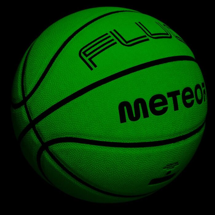 Світловий баскетбольний м'яч Meteor №7, флуоресцентний, для тренувань, м'який, світиться у темряві, для дітей та юнацтва, біло-зелений