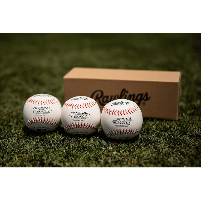 М'ячі для бейсболу Rawlings Youth T-Ball (3 шт) білі, офіційний розмір