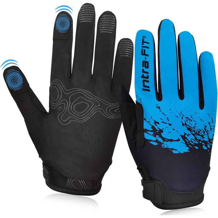 Рукавички для велосипеда, чоловічі та жіночі, сенсорні, дихаючі, легкі, для шосейних велосипедів, Outdoor, блакитні