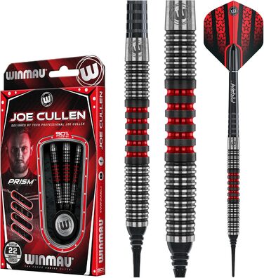 Дротики WINMAU Joe Cullen 22 грамів Softip професійні, вольфрамові, з комплектом хвостовиків і оперення