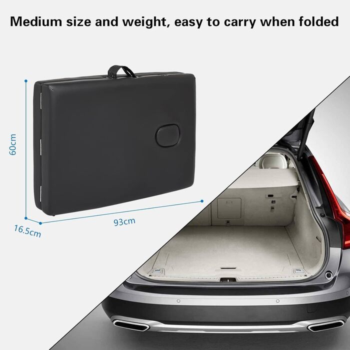 Мовбільна масажна кушетка Mondeer з 2 зонами, регульована по висоті, складана з дерева, для салону краси, з підголовником та підлокітниками, чорна