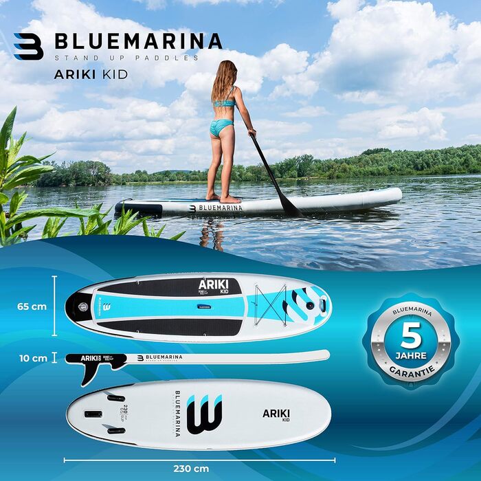 Надувна SUP-дошка Bluemarina Ariki 230x65x10 см, гарантія 5 років, набір для веслування, вантажопідйомність 90/120/140 кг