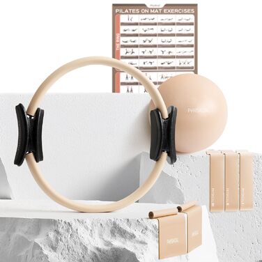 Набір для пілатесу: кільце 38 см, м'яч, гумки та стрічки | Для дому