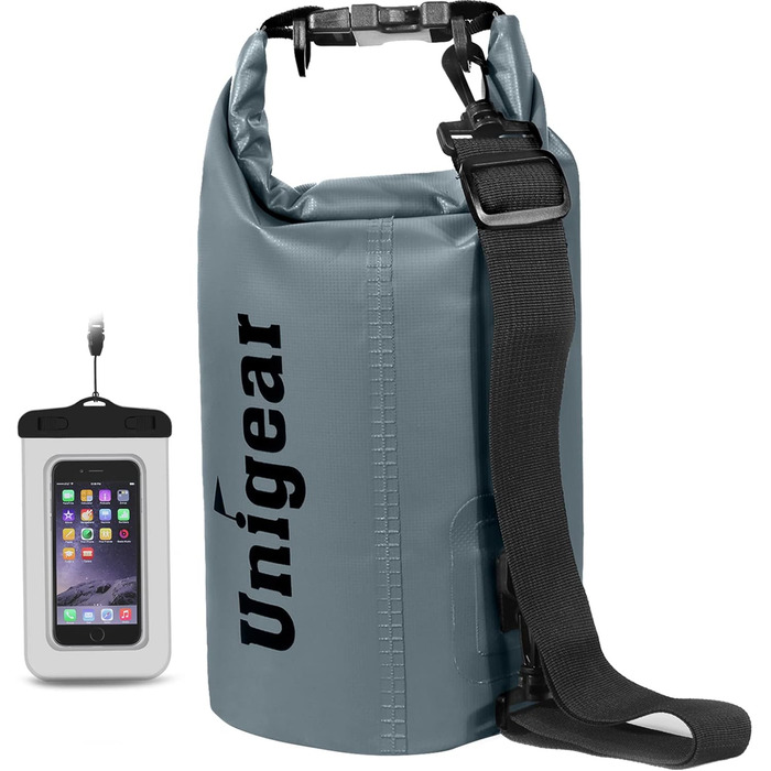 Водонепроникний мішок Unigear Dry Bag 30L (2L/5L/10L/20L доступні) - рюкзак, сумка для риболовлі, каякінгу, кемпінгу, сірого кольору