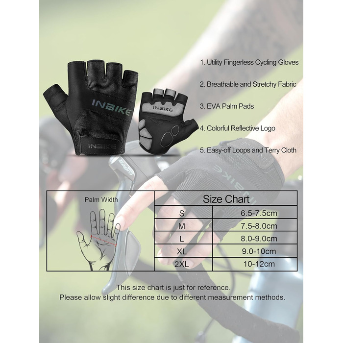 Велосипедні рукавички INBIKE, напівпальцеві, для чоловіків та жінок, з підкладкою Eva, комфортні, дихаючі, літні, для велосипеда, MTB, чорні, XXL