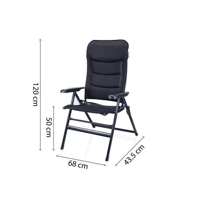 Кемпінг стілець Campart Livorno з підлокітниками, широке сидіння, 7 положень, CH-0672