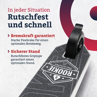 Дитячий трюковий самокат Motion Stunt Scooter Rookie Pro, чорний-білий, ABEC 9, для дітей від 4 років, фристайл, міцний, Robuster
