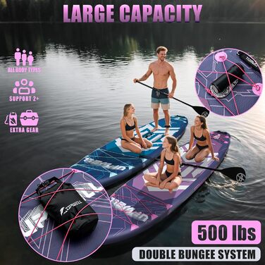 SUP-дошка Upwell 350x89 см з сидінням, надувна дошка для SUP-серфінгу (2+1) для дорослих та підлітків, фіолетова. Комплект: рюкзак, весло, ліш, насос, плавники.