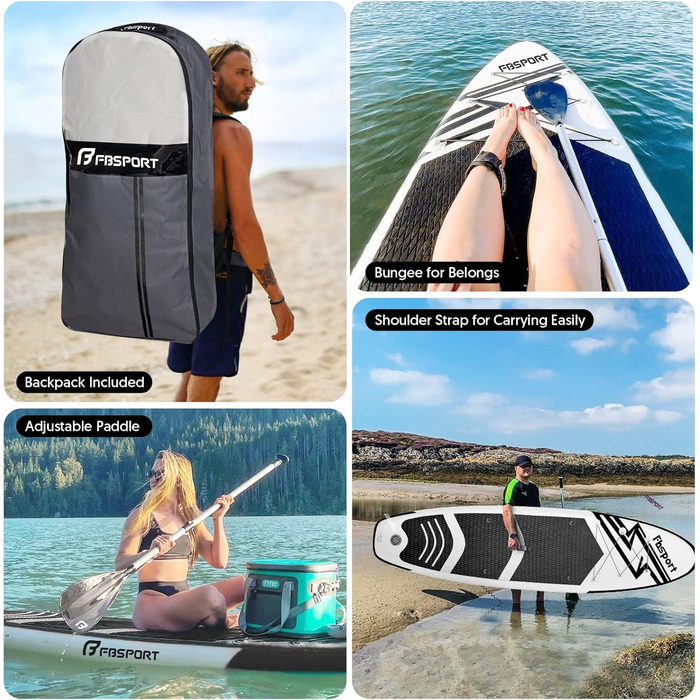 SUP дошка надувна FBSPORT, комплект для Stand Up Paddling 15 см, з регульованим алюмінієвим веслом та насосом