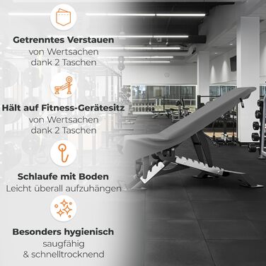 Рушник для фітнесу Zepphi 120x50 см + 80x30 см | Мікрофібра, кишеня на блискавці | Для спортзалу та тренувань | Швидковисихаючий, компактний | Темно-сірий