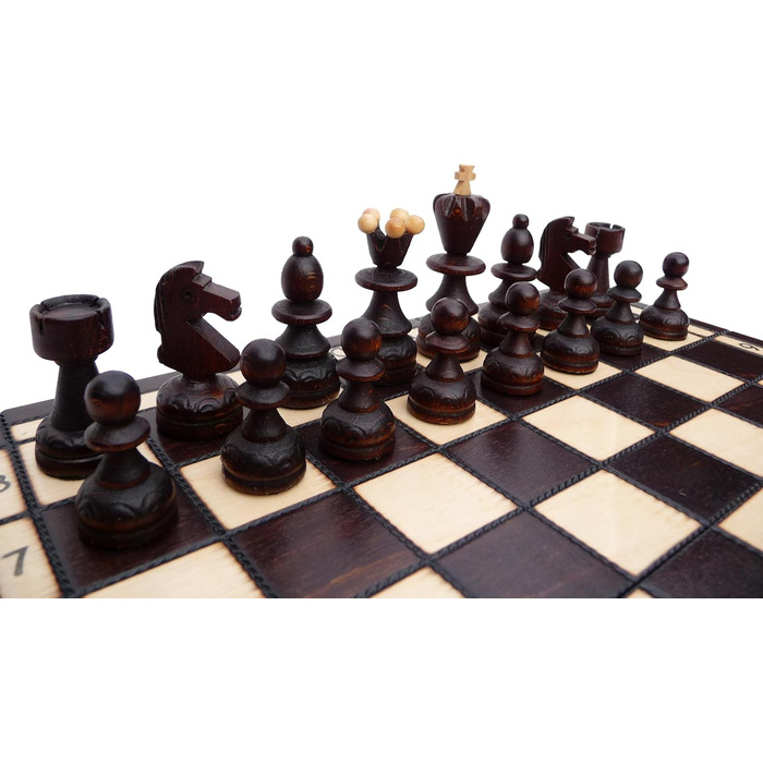 Дерев'яна шахова дошка Abio Perle KLEIN 30x30 см, складана, високоякісна, дорожній шаховий набір для дорослих