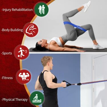 Набір еластичних стрічок для фітнесу VEICK: 16 шт. для калістеніки, пілатесу та фітнесу