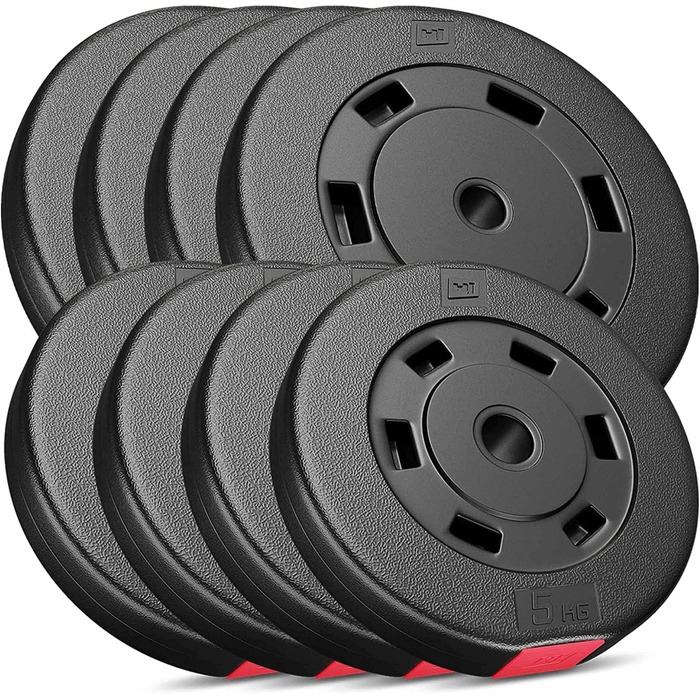 Набір гантельних дисків Hop-Sport 60 кг, пластик, отвір 30/31 мм (4×10 кг, 4×5 кг)