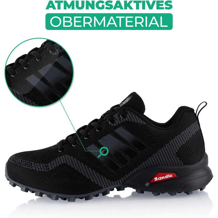 Черевики для трекінгу та трейлраннінгу для жінок та чоловіків, чорно-темно-сірі, 43 EU